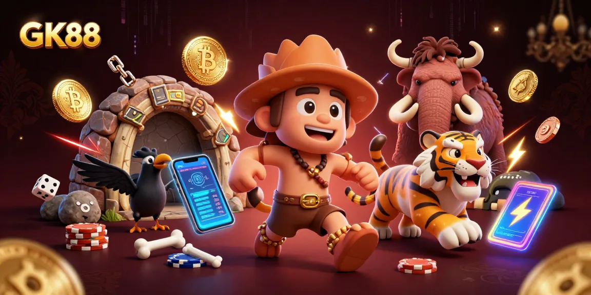 Experience thrilling gameplay at GK88, where a caveman and sabertooth tiger run a prehistoric casino.