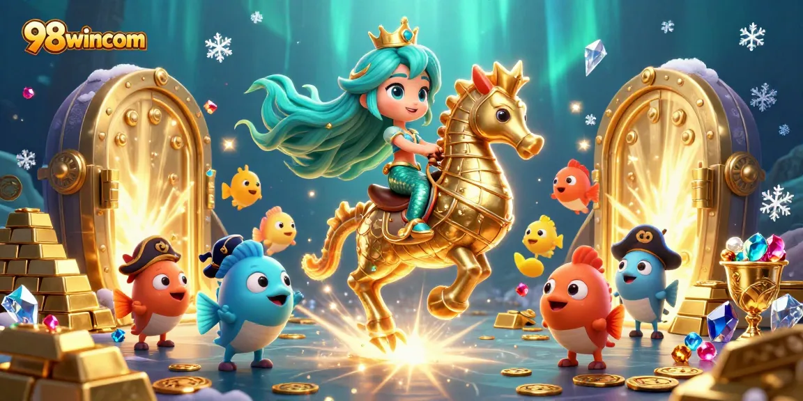 Experience the excitement of 98wincom with a magical underwater casino adventure featuring treasures and vibrant characters.