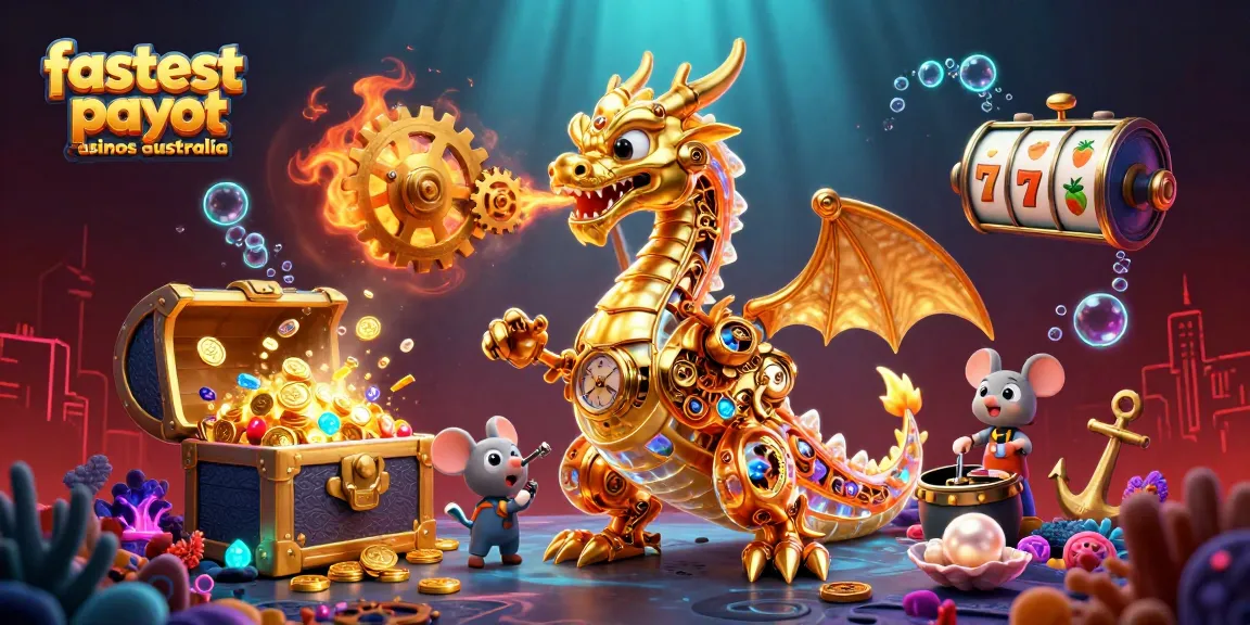 Experience the excitement of fastest payout casinos Australia with this vibrant 3D illustration highlighting thrilling gaming elements.