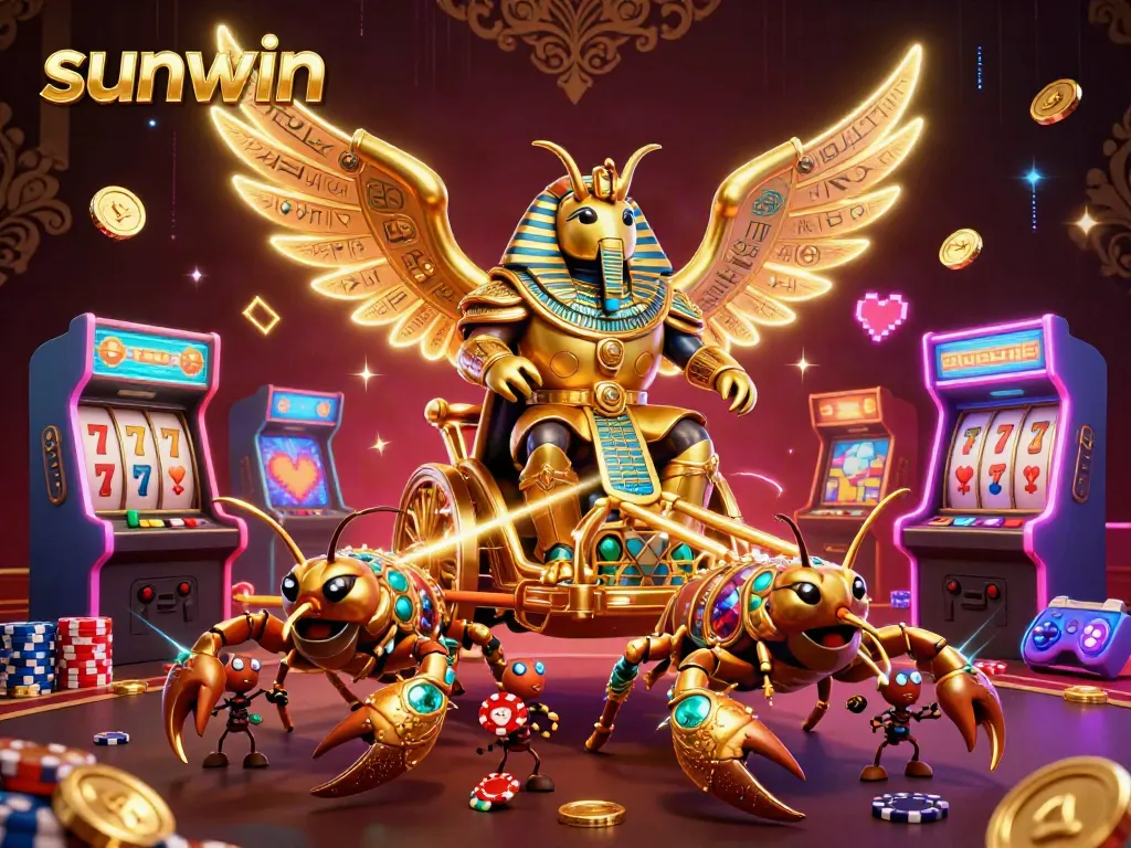 Experience thrilling gaming with sunwin in a vibrant 3D casino scene featuring unique characters and dynamic elements.