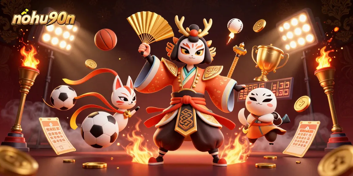 Experience thrilling action and prizes at nohu90n with a dynamic 3D gambling illustration.