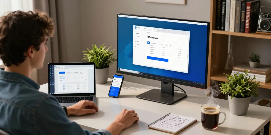 WPS Download interface on a computer screen in a modern office workspace