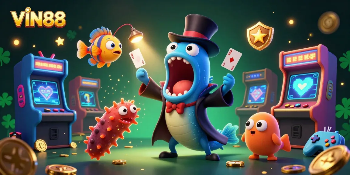 Join the thrilling magic at VIN88's casino experience with enchanting creatures and vibrant arcade games.