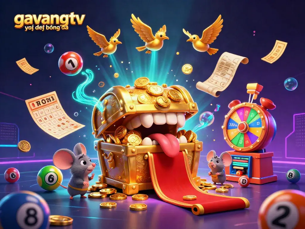 Experience the excitement of gavangtv trực tiếp bóng đá with vibrant lottery elements and whimsical treasures.
